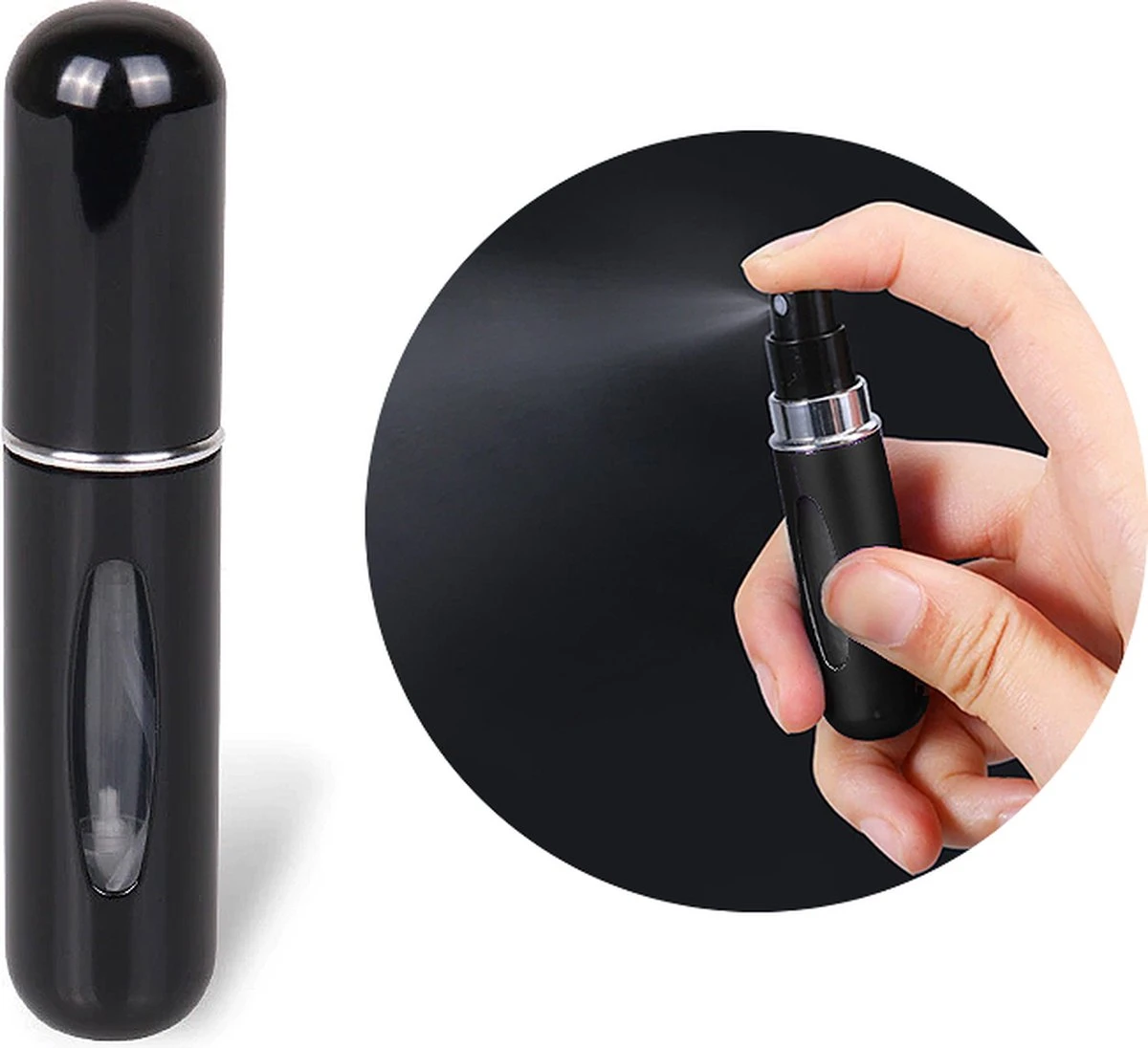 Fuzi Tools - Parfum Verstuiver - 5ML - Zwart - Hervulbaar - Reisflesje - Mini Parfum Flesje - Afbeelding 2
