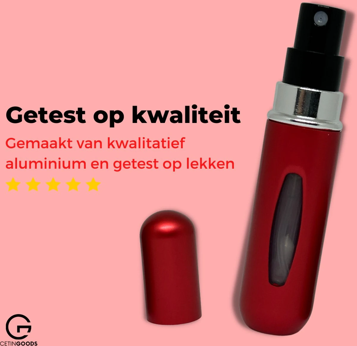Cetins - Parfum Verstuiver Navulbaar - Mini Parfum Flesje - Reisflesje – Matt Rood - Afbeelding 3