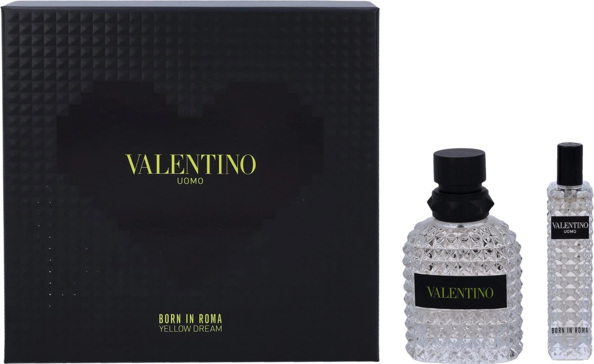 Valentino Uomo Born In Roma Yellow Dream Giftset - 50 Ml Eau De Toilette Spray + 15 Ml Eau De Toilette Tasspray - Cadeauset Voor Heren - Afbeelding 2