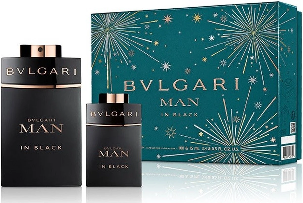 Bvlgari Man In Black Giftset - 100 Ml Eau De Parfum Spray + 15 Ml Eau De Parfum Tasspray - Cadeauset Voor Heren