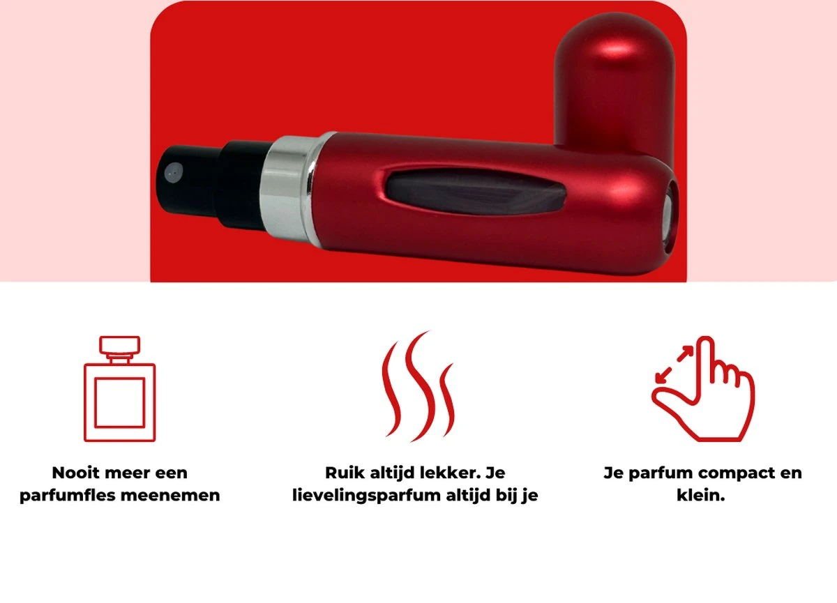 Cetins - Parfum Verstuiver Navulbaar - Mini Parfum Flesje - Reisflesje – Matt Rood - Afbeelding 6